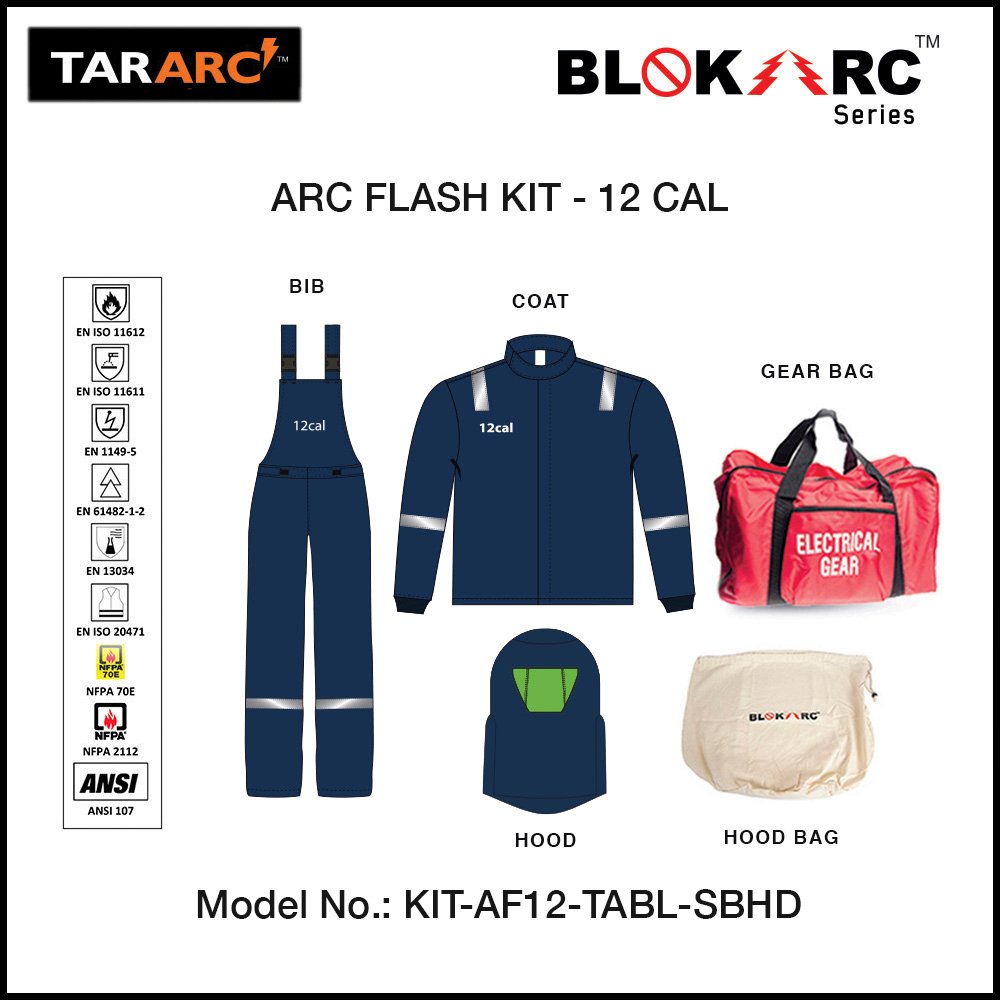 TARARC_BLOKARC_SERIES_ARC_FLASH_12_CAL_KIT_WITH_BIB_OVERALL_COAT_HOOD_BAGS