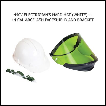 440V_ELECTRICIAN_WHITE_HARD_HAT_WITH_CHIN_STRAP_ELVEX_DELTAPLUS_FACESHIELD